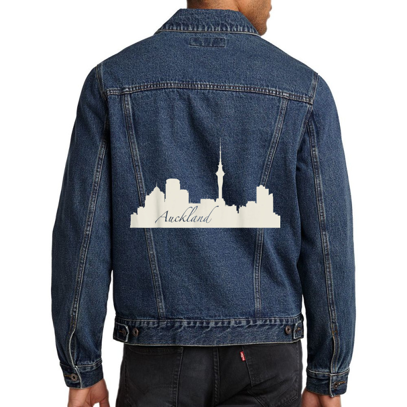 Auckland, New Zealand City Skyline Souvenir Style T Shirt Men Denim Jacket by cm-arts | Artistshot