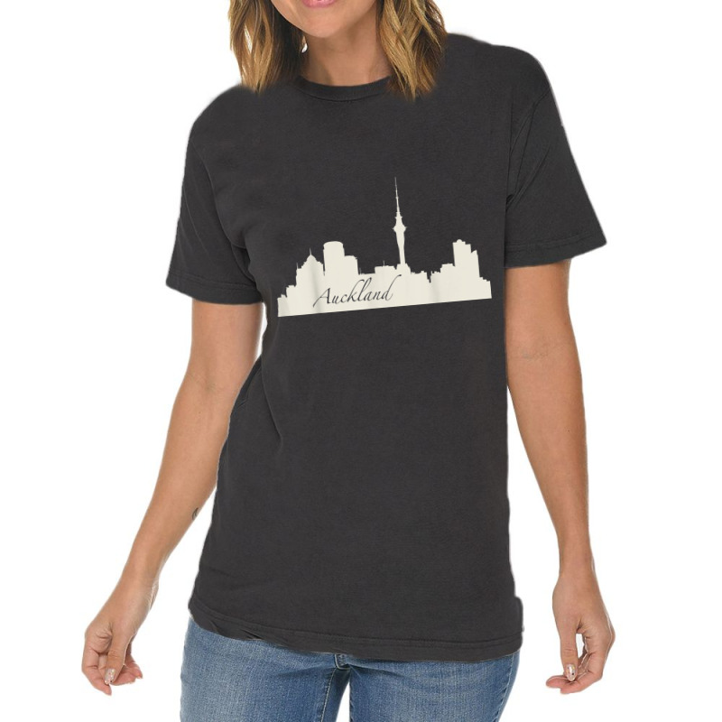 Auckland, New Zealand City Skyline Souvenir Style T Shirt Vintage T-Shirt by cm-arts | Artistshot