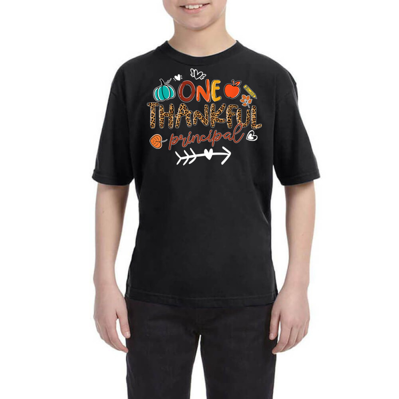 One Thankful Principal Leopard Fall Thanksgiving Gifts Youth Tee by Outpost | Artistshot