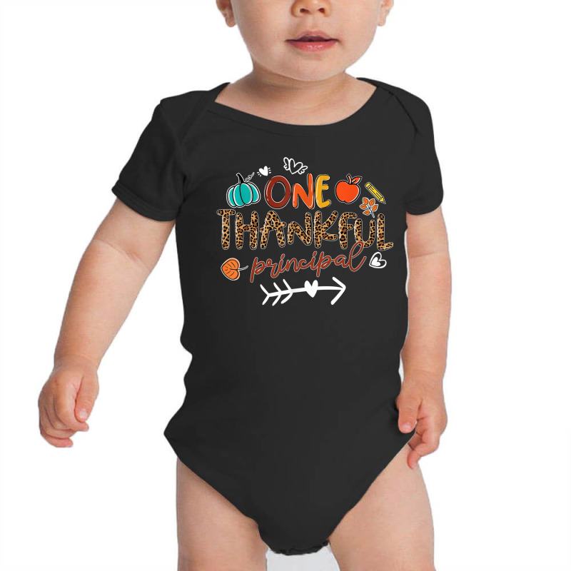 One Thankful Principal Leopard Fall Thanksgiving Gifts Baby Bodysuit by Outpost | Artistshot