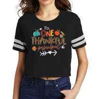 One Thankful Principal Leopard Fall Thanksgiving Gifts Scorecard Crop Tee | Artistshot