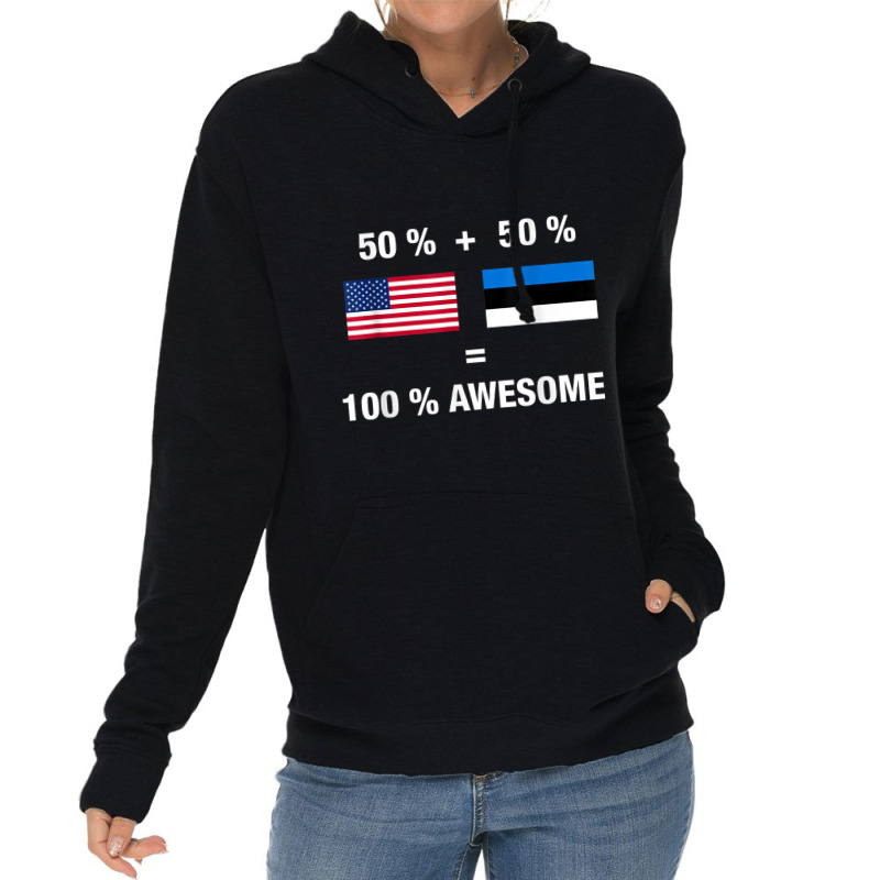 Half Estonian Half American 100 Awesome Estonia Flag Shirt Lightweight Hoodie | Artistshot