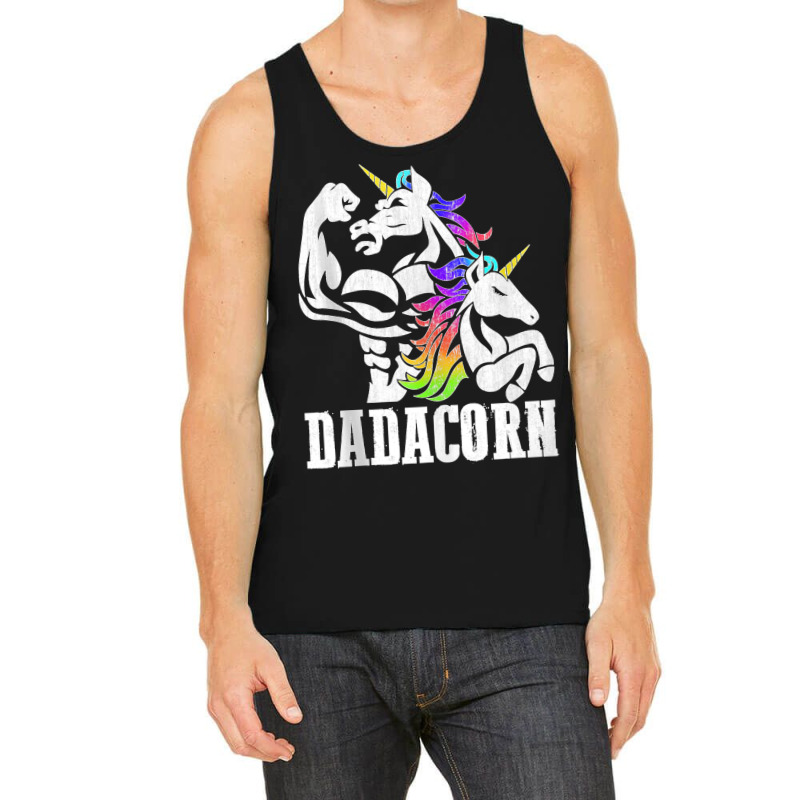 Manly Unicorn Muscle Dad And Daughter Dadacorn Fathers Day Tank Top Tank Top | Artistshot