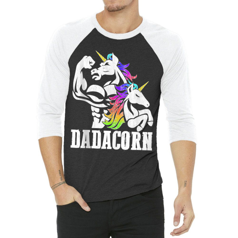 Manly Unicorn Muscle Dad And Daughter Dadacorn Fathers Day Tank Top 3/4 Sleeve Shirt | Artistshot