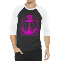 Hot Pink Anchor Sail Sailing T Shirt 3/4 Sleeve Shirt | Artistshot