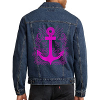 Hot Pink Anchor Sail Sailing T Shirt Men Denim Jacket | Artistshot