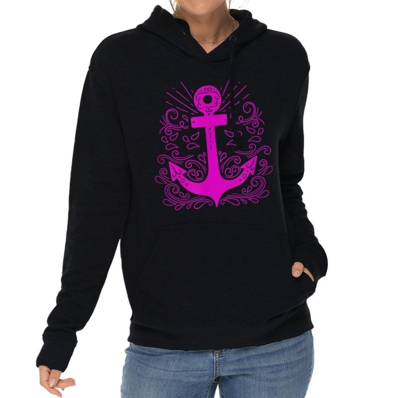 Hot Pink Anchor Sail Sailing T Shirt Lightweight Hoodie | Artistshot