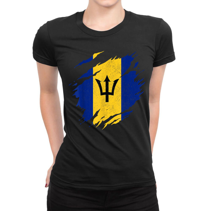 Barbados Flag Barbadian Pride Vintage Barbados Ladies Fitted T-Shirt by pennyWelborn | Artistshot