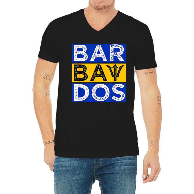 Barbados Flag With Barbados Trident Bajan Soca V-neck Tee | Artistshot