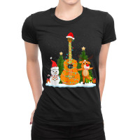 Guitar Christmas Lights Reindeer Snowman Family Matching Ladies Fitted T-shirt | Artistshot