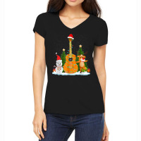 Guitar Christmas Lights Reindeer Snowman Family Matching Women's V-neck T-shirt | Artistshot