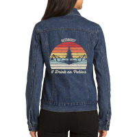 Vintage Retro I Am Outdoorsy Drink On Patios Ladies Denim Jacket | Artistshot