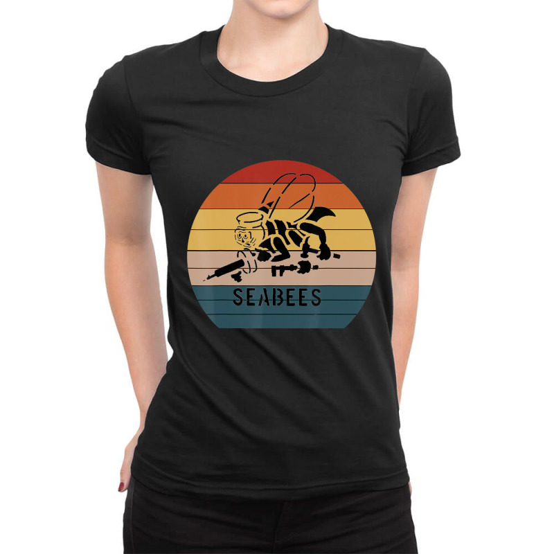 Original Navy Seabees Retro Naval Proud Seabee Vintage Ladies Fitted T-Shirt by Kosdapen517 | Artistshot