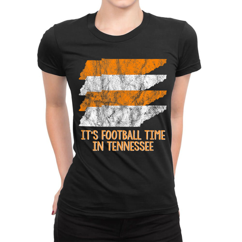 Its Football Time Tennessee Vintage Retro State Orange White Ladies Fitted T-Shirt by JamesPlyler | Artistshot