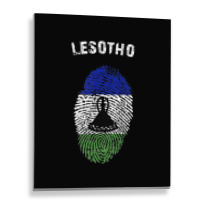 Lesotho Fingerprint Flag Country Pride Heritage Shirt Metal Print Vertical | Artistshot