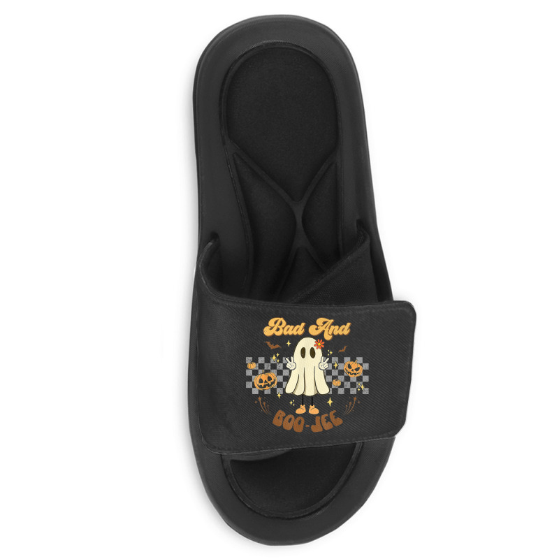 Retro Halloween Ghost Bad And Boo Jee Pumpkin Slide Sandal | Artistshot