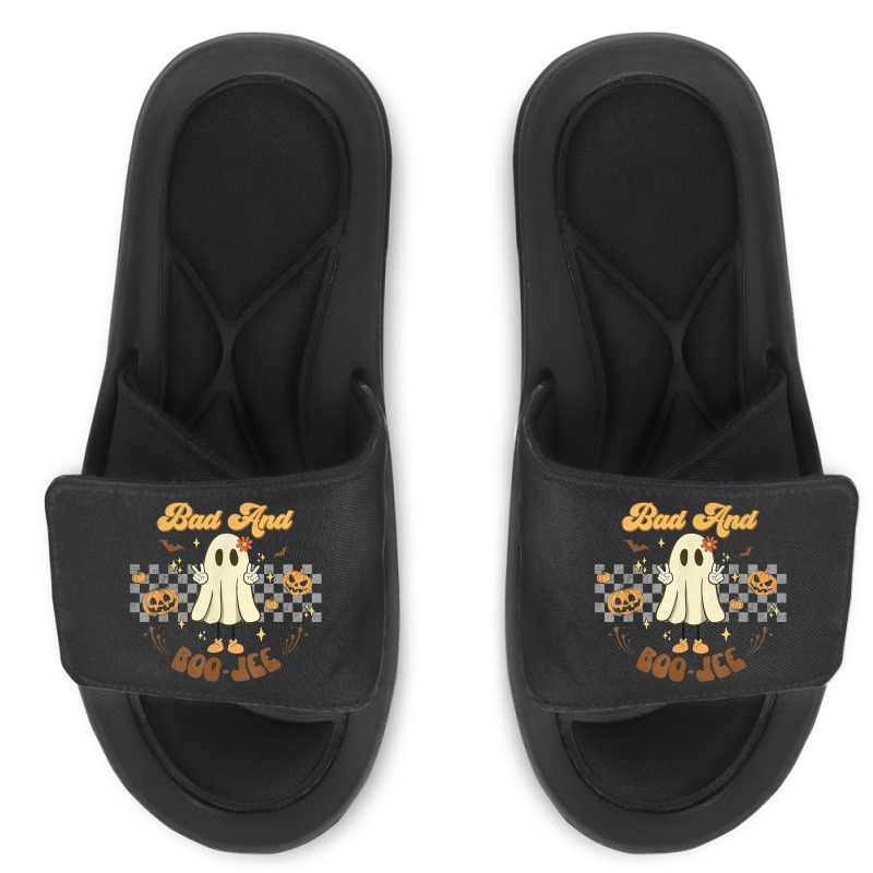 Retro Halloween Ghost Bad And Boo Jee Pumpkin Slide Sandal | Artistshot