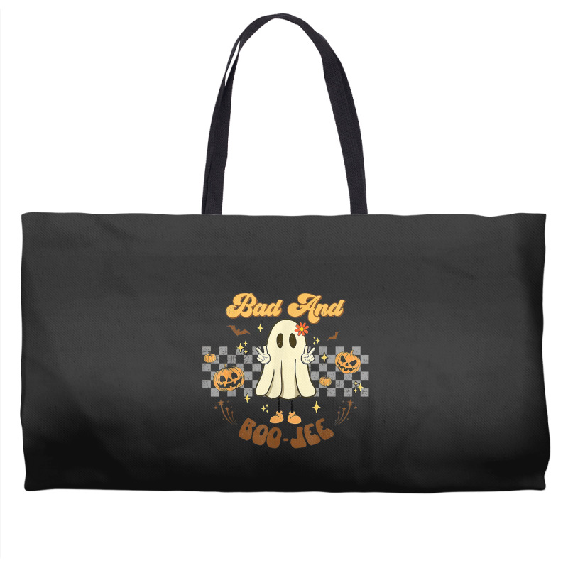 Retro Halloween Ghost Bad And Boo Jee Pumpkin Weekender Totes | Artistshot