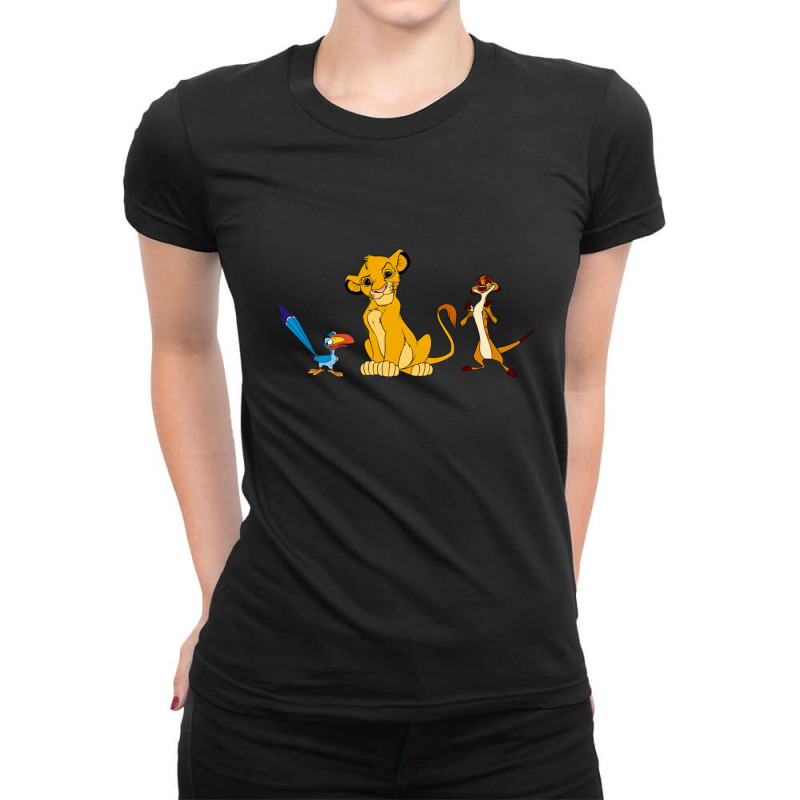 Simba Zazu And Timon   Cartoon Ladies Fitted T-Shirt by JACQUELINEMARIASMITH | Artistshot