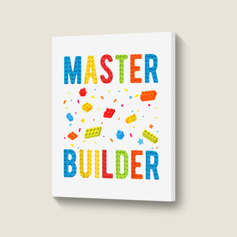 Brick Builder Funny Blocks Building Master Builder Toys Kids T Shirt Portrait Canvas Print | Artistshot