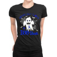 Intestinal Cancer Is Boo Sheet Blue Ribbon Halloween Ladies Fitted T-shirt | Artistshot