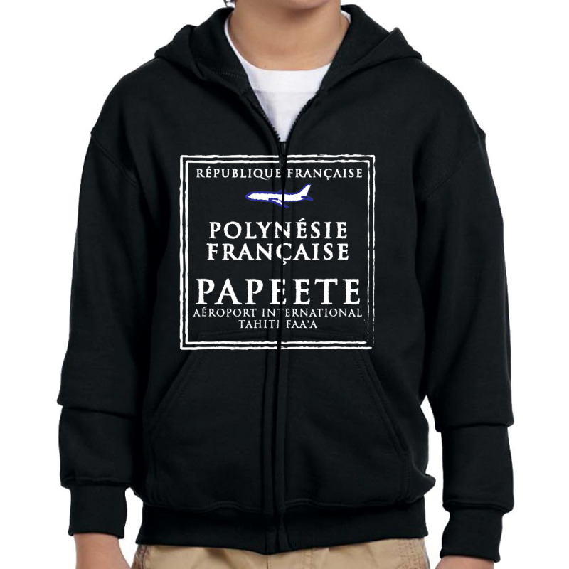 Papeete Tahiti Passport Stamp Vacation Travel Youth Zipper Hoodie by Kosdapen517 | Artistshot