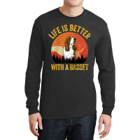 Life Is Better With A Basset Retro Wavy Lines Raglan Baseball Tee Long Sleeve Shirts | Artistshot