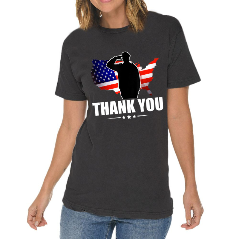 Patriotic American Flag Thank You For Your Service Veteran Vintage T-shirt | Artistshot