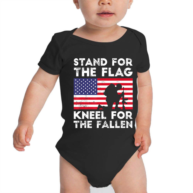 Patriotic Military Veteran American Flag Stand Women Baby Bodysuit | Artistshot