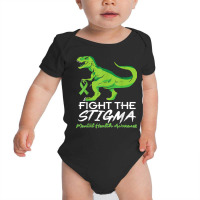 Fight Stigma Mental Health Awareness Lime Green Dinosaur T Shirt Baby Bodysuit | Artistshot