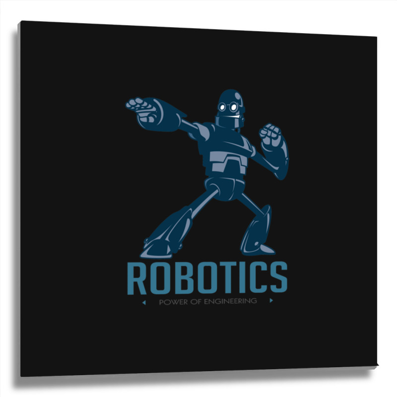 Giant Robot Cartoon Robotics Power Of Engineer I Build Robots Metal Print Square | Artistshot