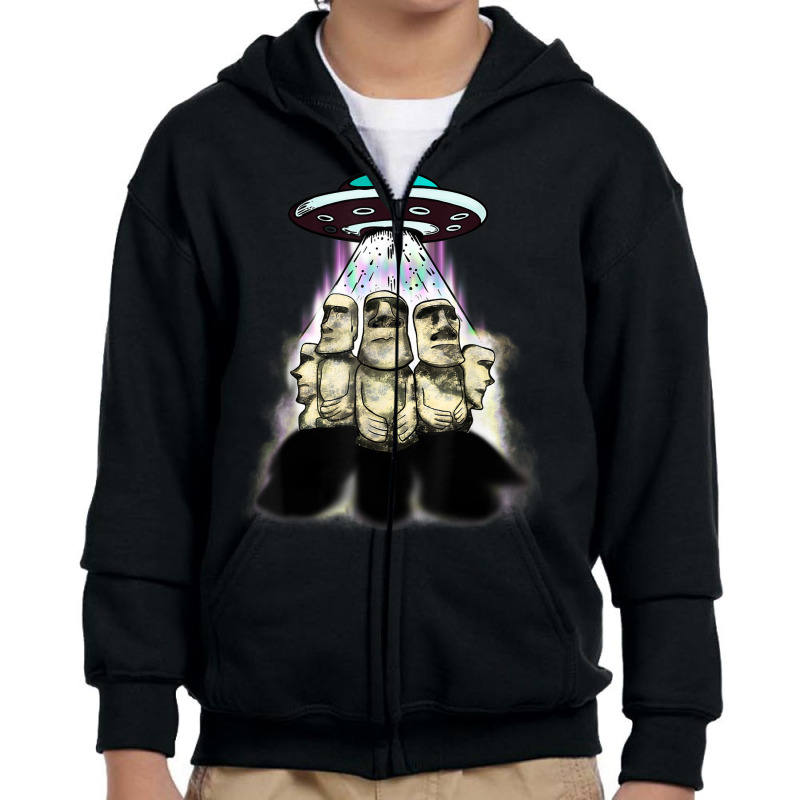 Alien Invasion Easter Island Moai Famous Statues Youth Zipper Hoodie | Artistshot