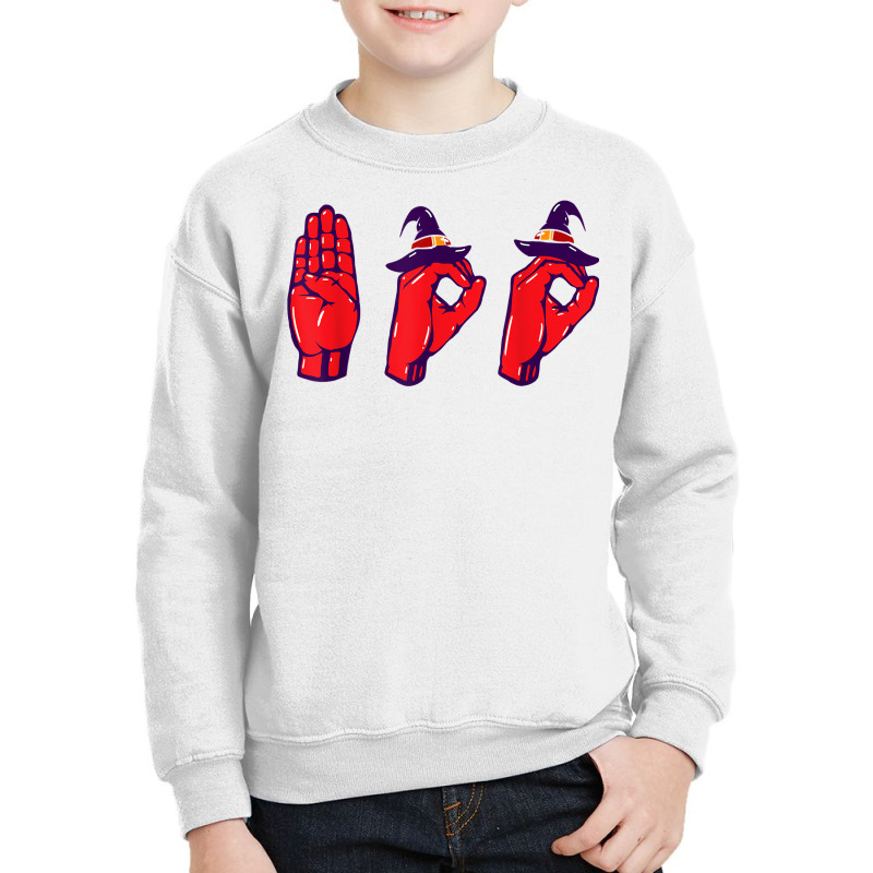 Boo Hands American Sign Language Pride Asl Halloween T Shirt Youth Sweatshirt by cm-arts | Artistshot