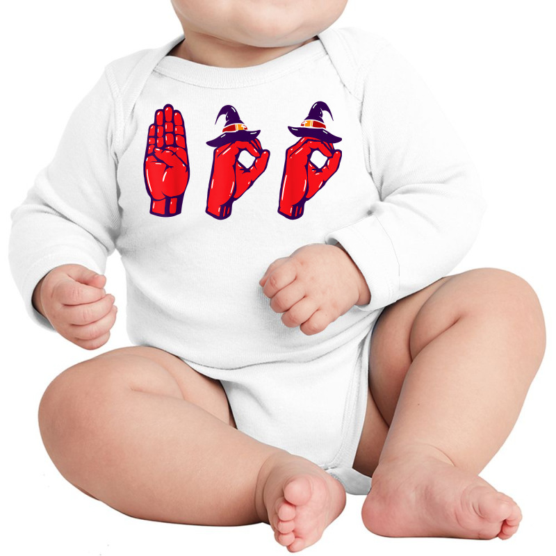 Boo Hands American Sign Language Pride Asl Halloween T Shirt Long Sleeve Baby Bodysuit by cm-arts | Artistshot