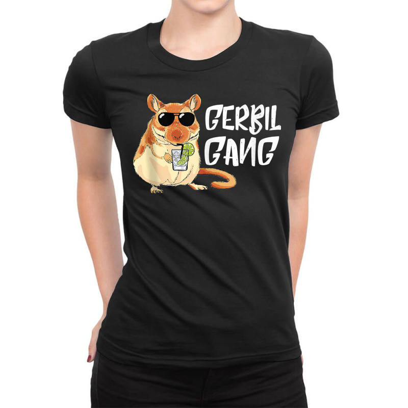 Gerbil Gang Lemonade Drinking Aviator Sunglass Cool Gerbil Tank Top Ladies Fitted T-Shirt by cm-arts | Artistshot