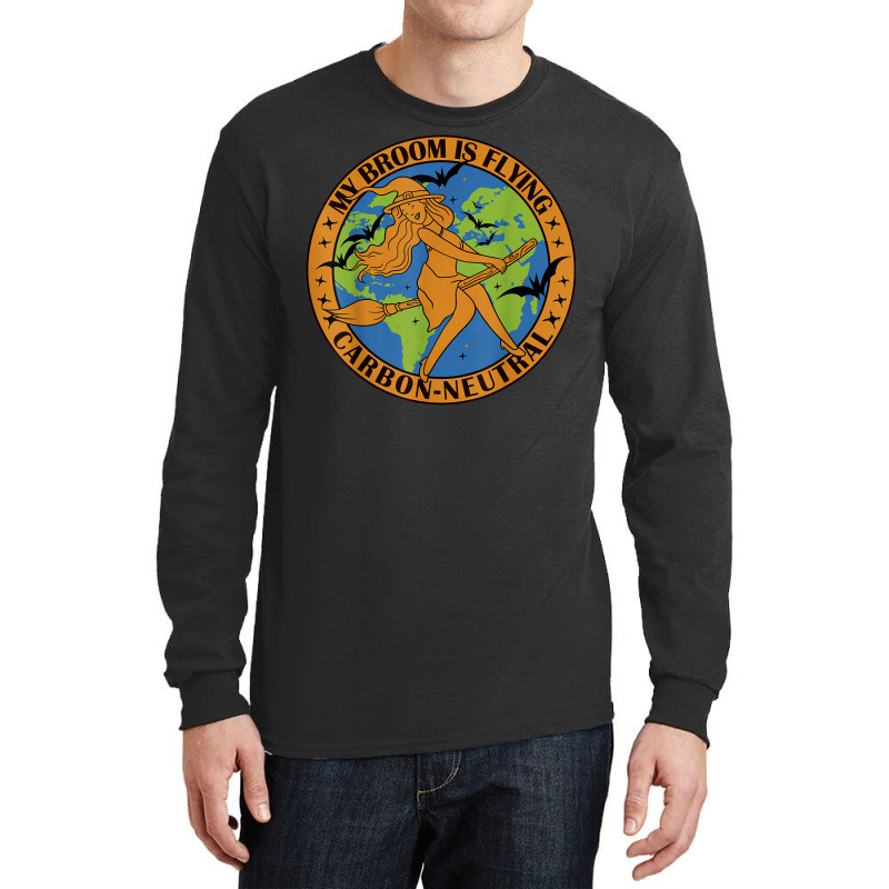 Girls Boys Halloween My Broom Is Flying Carbon Neutral Long Sleeve Shirts | Artistshot