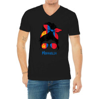 Mongolian Girl Mongolia Girl Mongol Woman Flag V-neck Tee | Artistshot