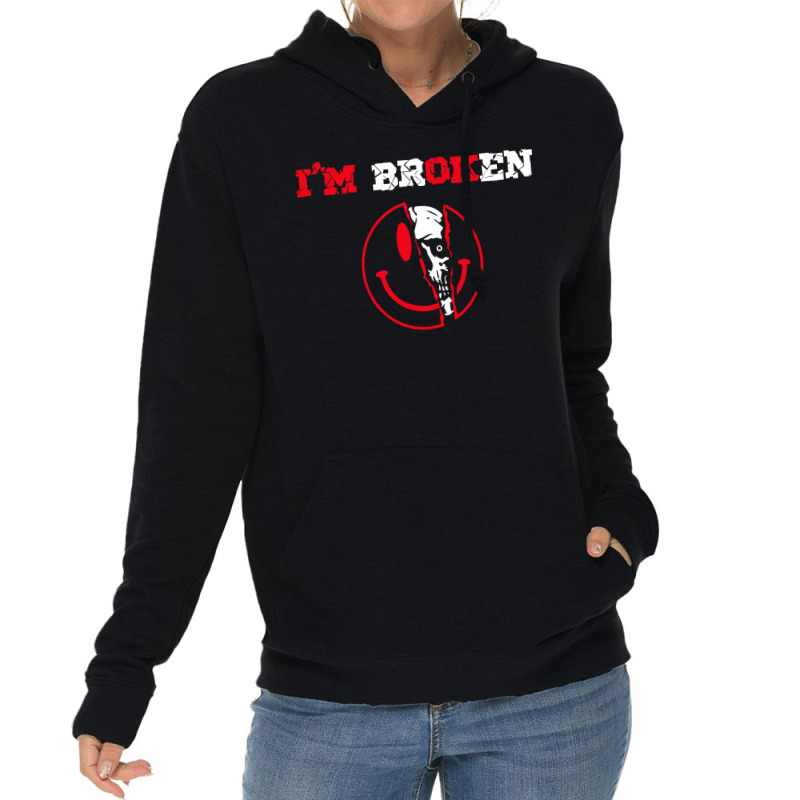 Confused Smile I'm Broken Invisible Illness I'm Ok Broken Lightweight Hoodie by cm-arts | Artistshot