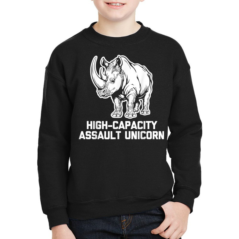 High Capacity Assault Unicorn Funny Rhino Military T Shirt Youth Sweatshirt by cm-arts | Artistshot