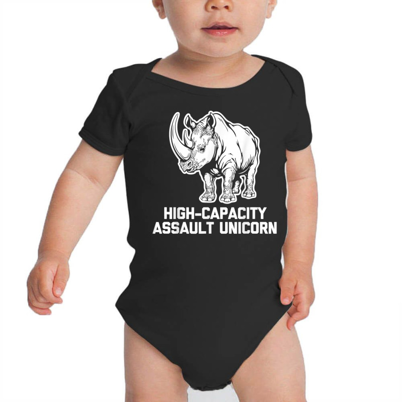 High Capacity Assault Unicorn Funny Rhino Military T Shirt Baby Bodysuit by cm-arts | Artistshot