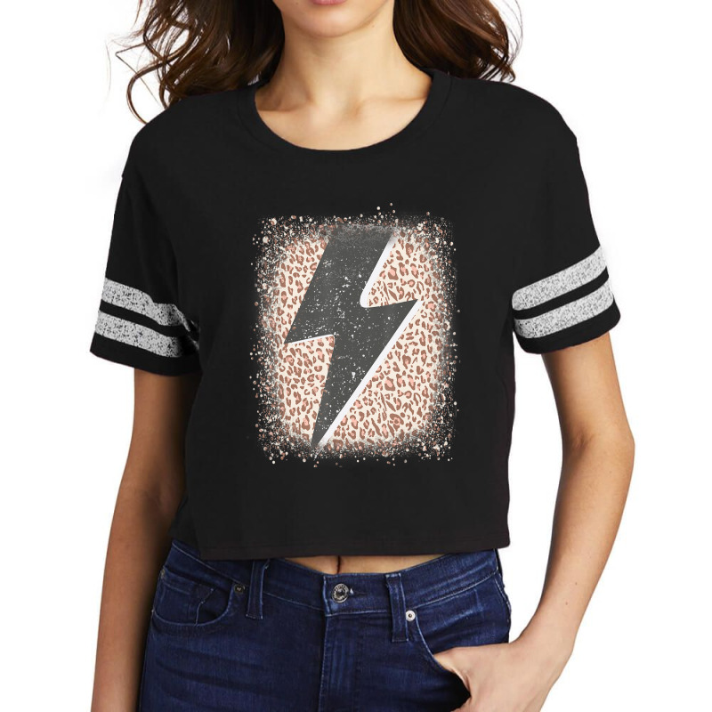 Womens Leopard Cheetah Thunder Print Cool Lightning Bolt Scorecard Crop Tee by atereabag | Artistshot