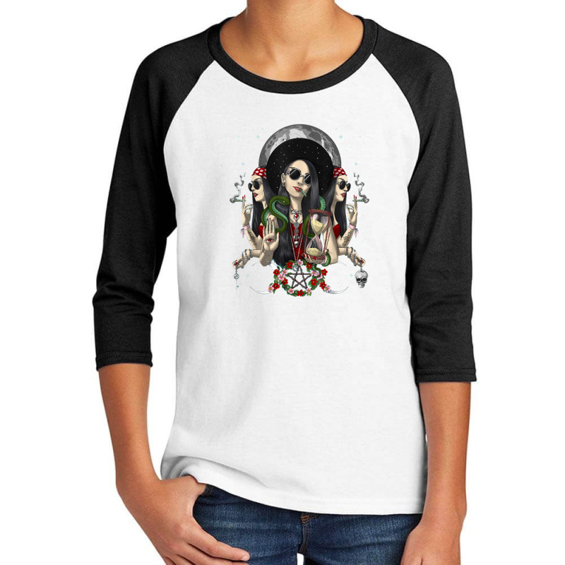 Hecate Triple Moon Goddess Pagan Witch Gothic Wiccan Occult Youth 3/4 Sleeve by cm-arts | Artistshot