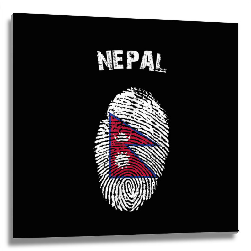 Nepal Fingerprint Flag Country Pride Heritage Shirt Metal Print Square by cm-arts | Artistshot