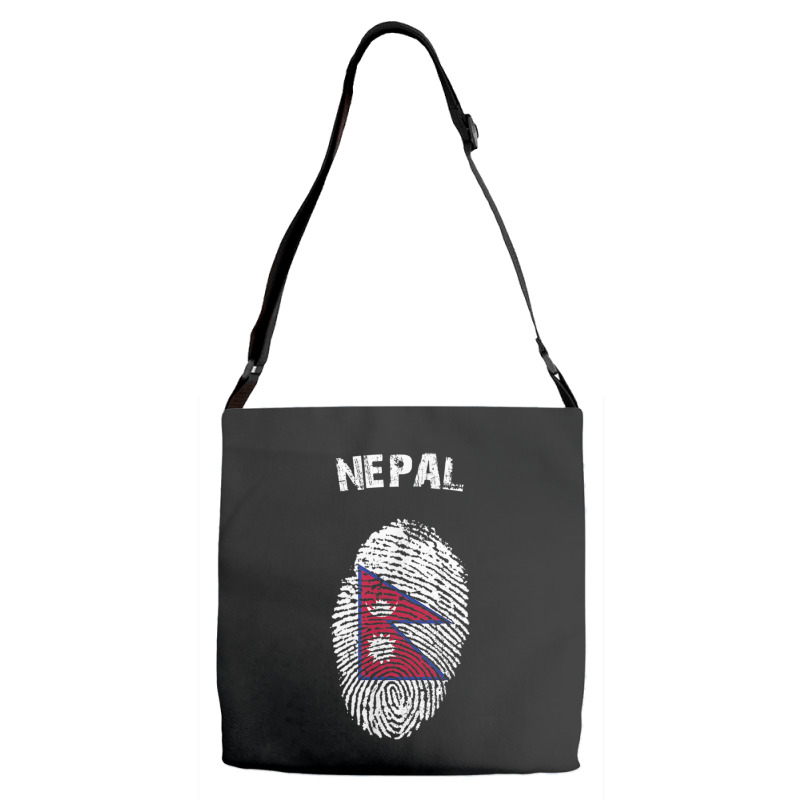 Nepal Fingerprint Flag Country Pride Heritage Shirt Adjustable Strap Totes by cm-arts | Artistshot