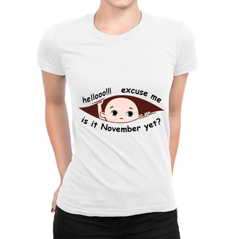 November Peeking Out Baby Boy Maternity Ladies Fitted T-Shirt by cm-arts | Artistshot