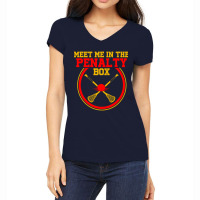 Meet Me In The Penalty Box Lacrosse Funny Present Gift Long Sleeve T S Women's V-neck T-shirt | Artistshot