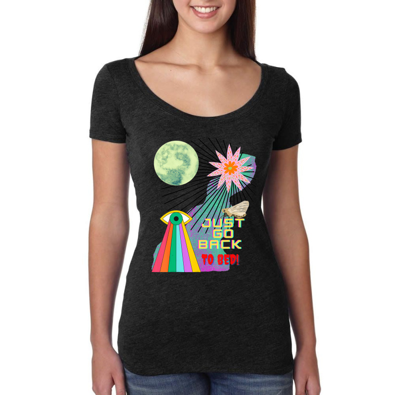 Just Go Back To Bed Women's Triblend Scoop T-shirt by laughingtuy | Artistshot