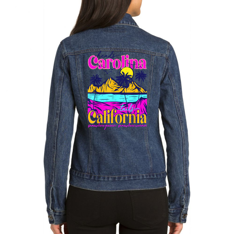 Heads Carolina Tail California Western Summer Beach Paradise T Shirt Ladies Denim Jacket by cm-arts | Artistshot