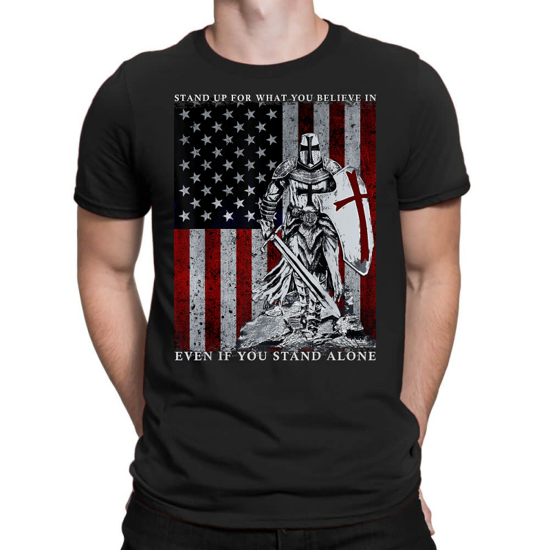 Knight Templar American Flag Crusader T-shirt | Artistshot