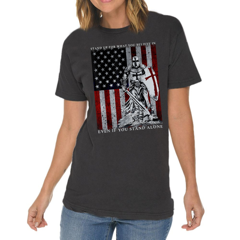 Knight Templar American Flag Crusader Vintage T-shirt | Artistshot